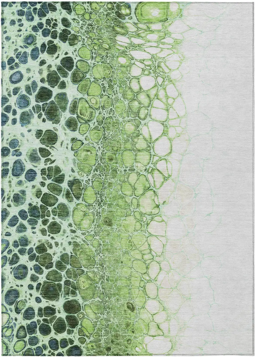 Green And Mint Green Abstract Washable Indoor Outdoor Area Rug Photo 1