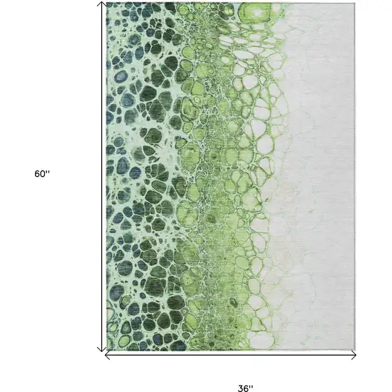 Green And Mint Green Abstract Washable Indoor Outdoor Area Rug Photo 3