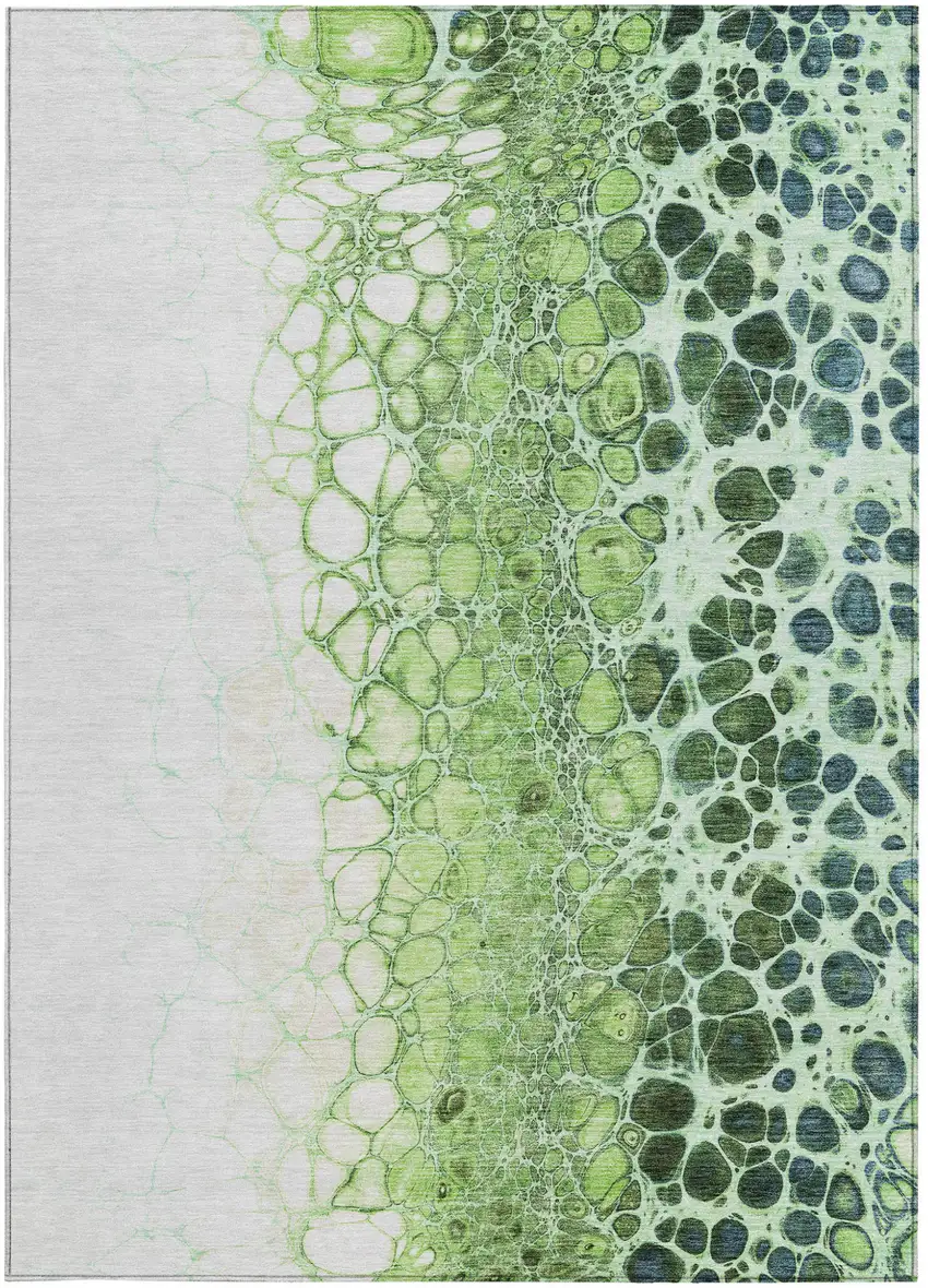 Green And Mint Green Abstract Washable Indoor Outdoor Area Rug Photo 6