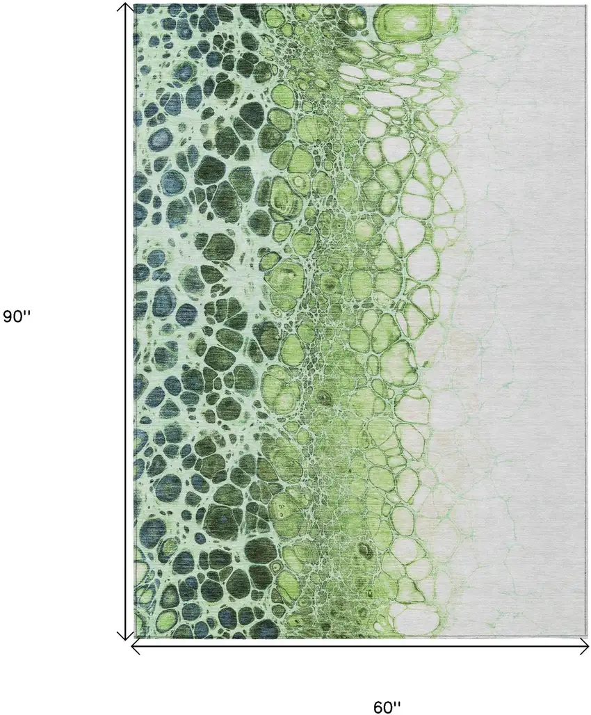 Green And Mint Green Abstract Washable Indoor Outdoor Area Rug Photo 3