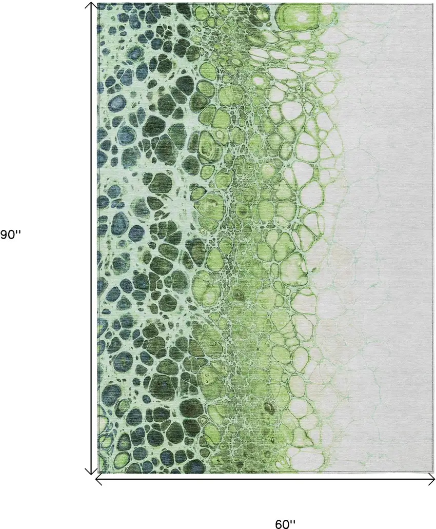 Green And Mint Green Abstract Washable Indoor Outdoor Area Rug Photo 3