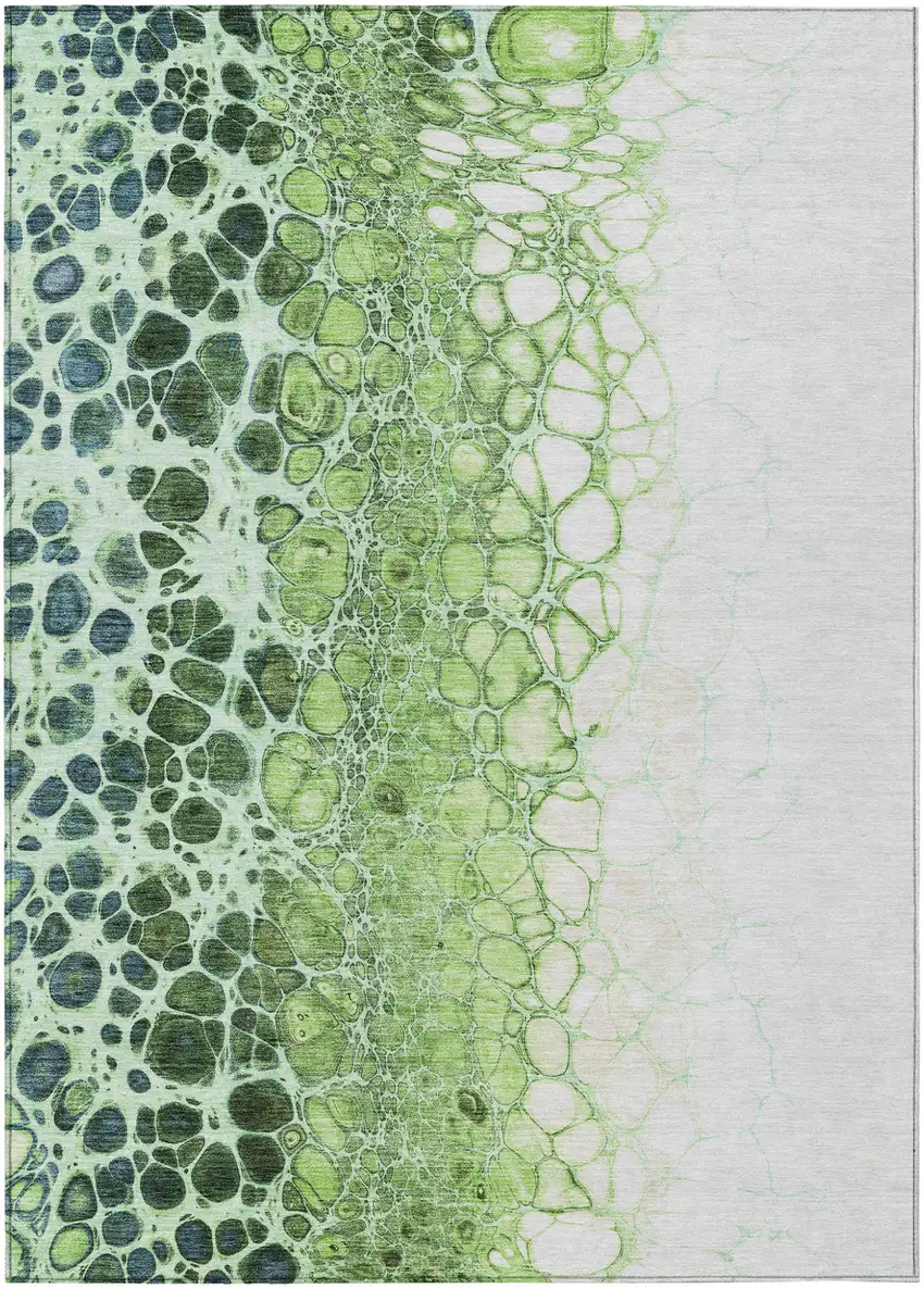 Green And Mint Green Abstract Washable Indoor Outdoor Area Rug Photo 1