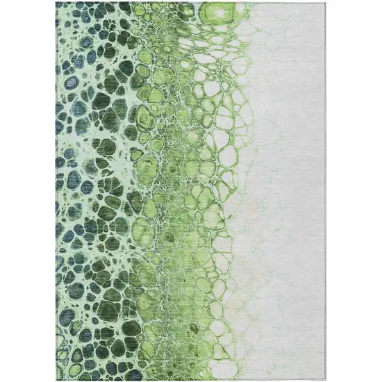 Green And Mint Green Abstract Washable Indoor Outdoor Area Rug Photo 1