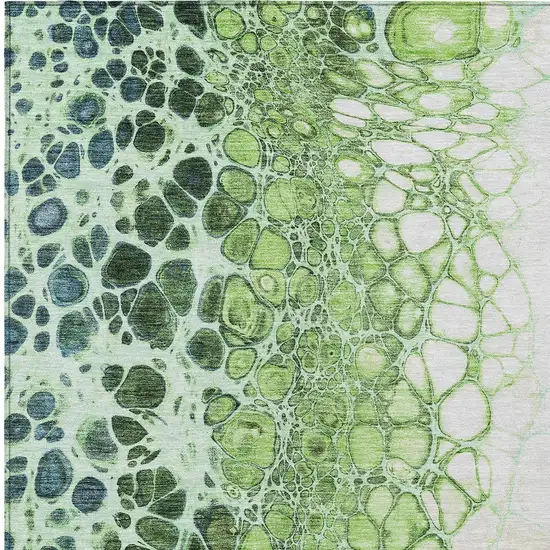 Green And Mint Green Abstract Washable Indoor Outdoor Area Rug Photo 4