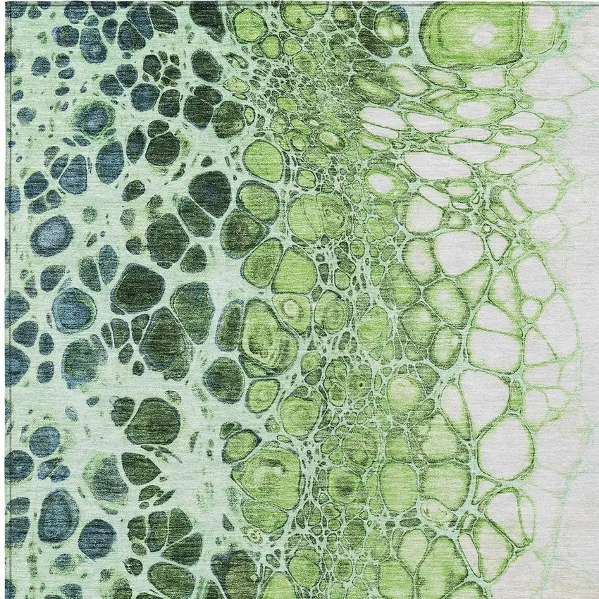 Green And Mint Green Abstract Washable Indoor Outdoor Area Rug Photo 4