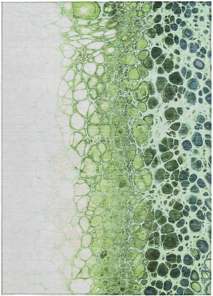 Green And Mint Green Abstract Washable Indoor Outdoor Area Rug Photo 5
