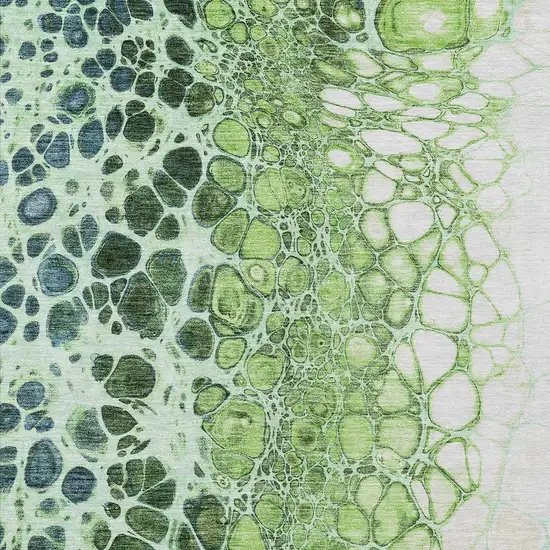 Green And Mint Green Abstract Washable Indoor Outdoor Area Rug Photo 4