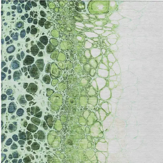 Green And Mint Green Abstract Washable Indoor Outdoor Area Rug Photo 6