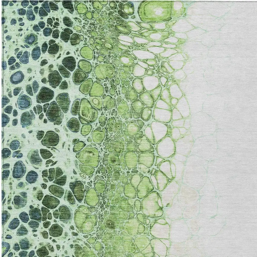 Green And Mint Green Abstract Washable Indoor Outdoor Area Rug Photo 6