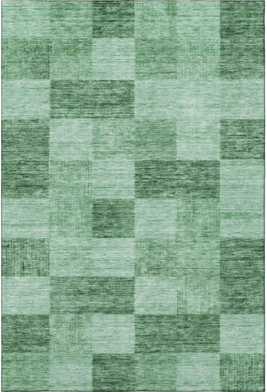 Green And Mint Green Geometric Washable Area Rug With UV Protection Photo 3