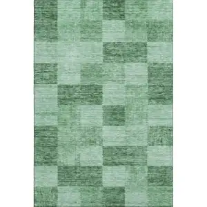 Photo of Green And Mint Green Geometric Washable Area Rug With UV Protection