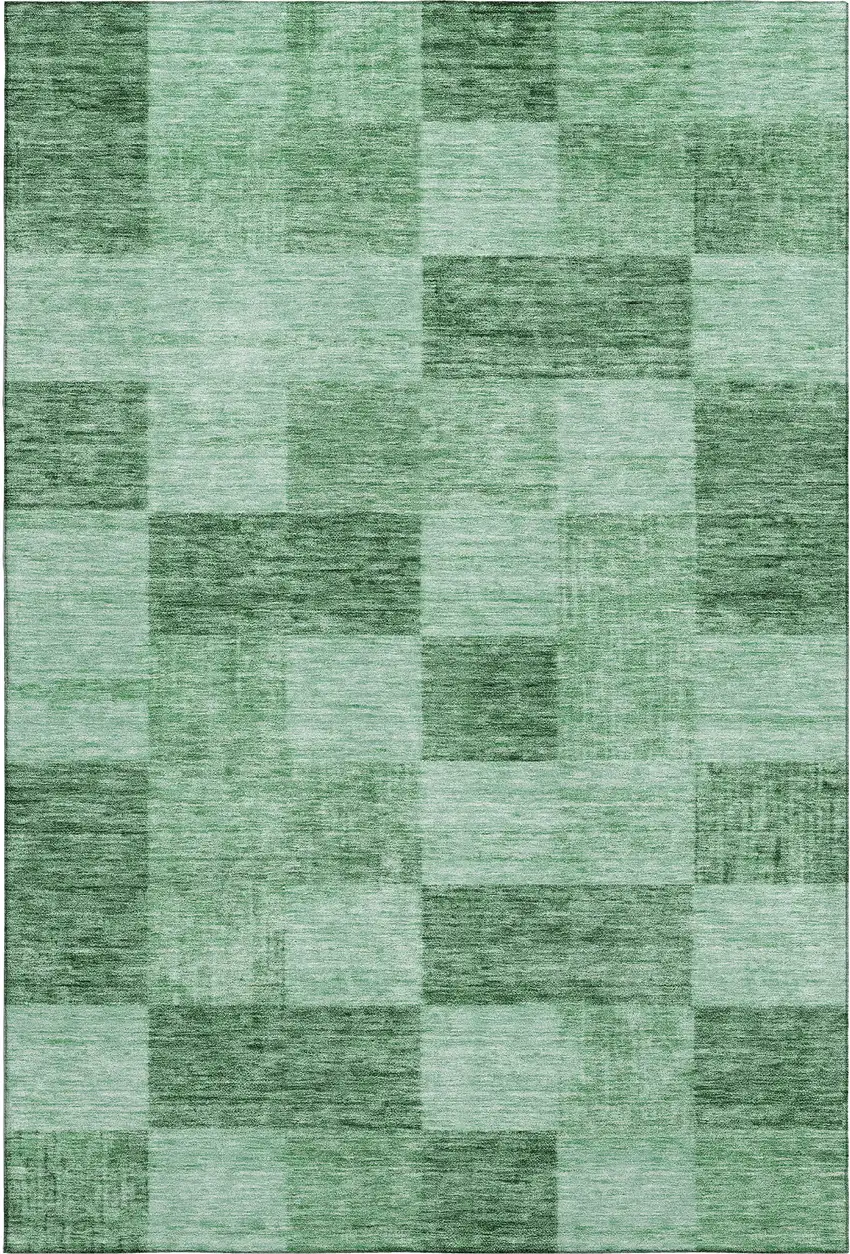 Green And Mint Green Geometric Washable Area Rug With UV Protection Photo 1