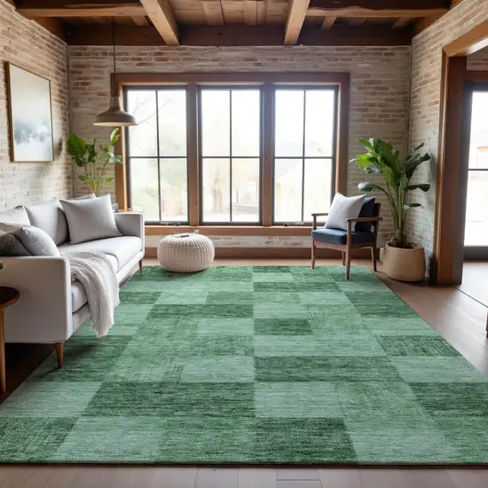 Green And Mint Green Geometric Washable Area Rug With UV Protection Photo 4