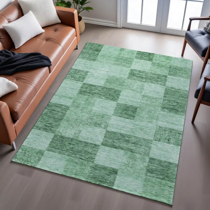 Green And Mint Green Geometric Washable Area Rug With UV Protection Photo 5