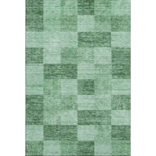 Green And Mint Green Geometric Washable Area Rug With UV Protection Photo 1