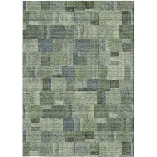 Green And Mint Green Geometric Washable Indoor Outdoor Area Rug Photo 6