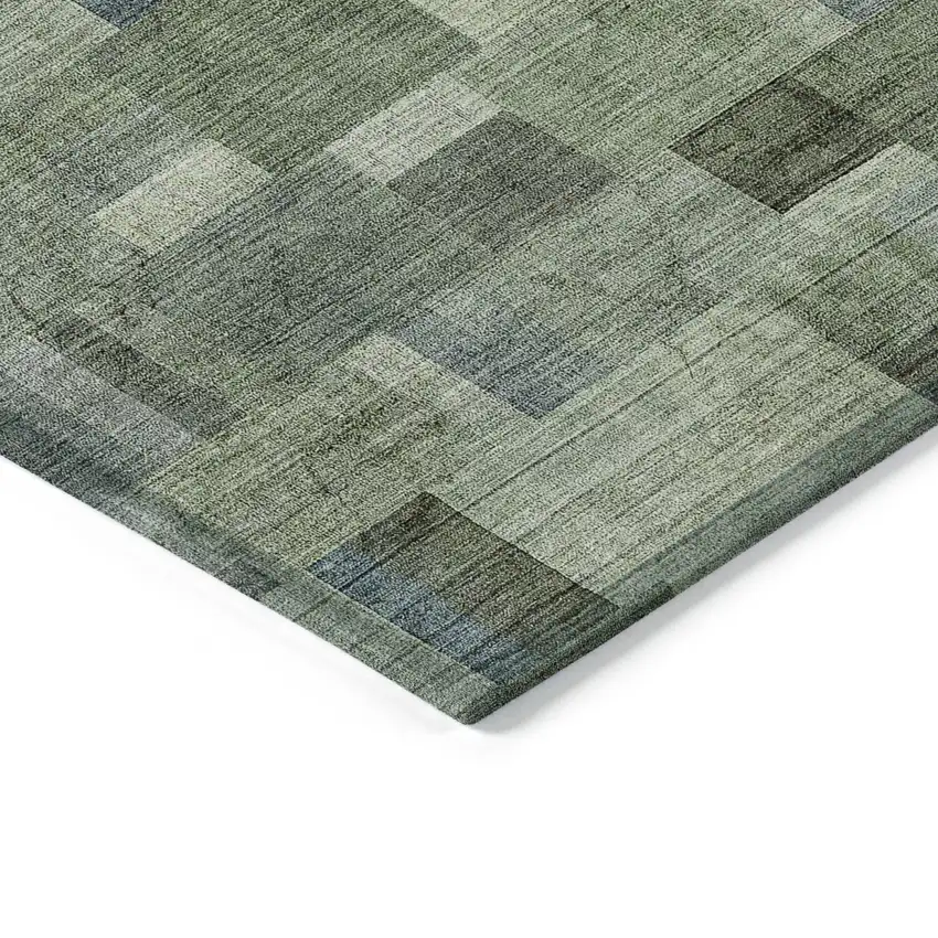 Green And Mint Green Geometric Washable Indoor Outdoor Area Rug Photo 4