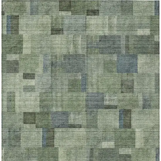 Green And Mint Green Geometric Washable Indoor Outdoor Area Rug Photo 5
