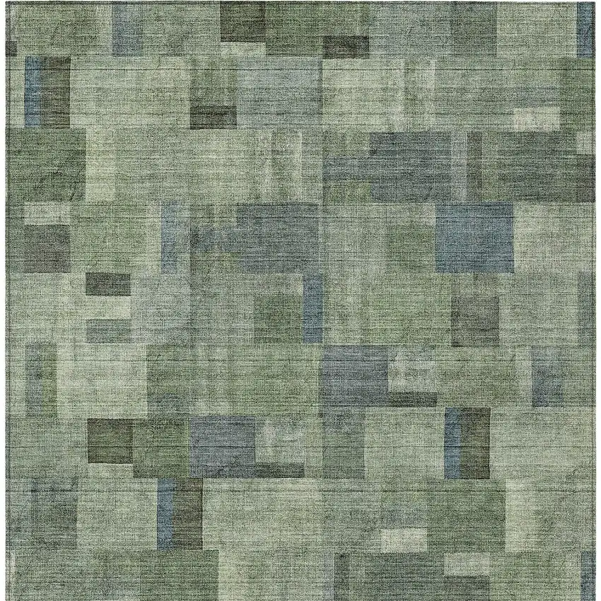 Green And Mint Green Geometric Washable Indoor Outdoor Area Rug Photo 5