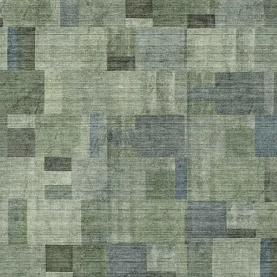 Green And Mint Green Geometric Washable Indoor Outdoor Area Rug Photo 4