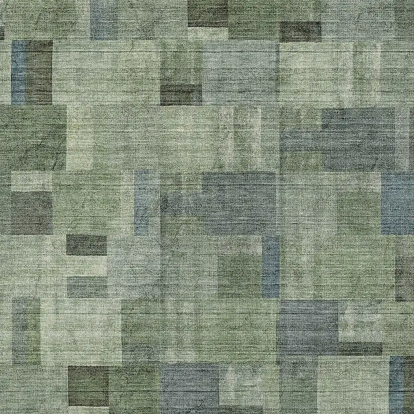 Green And Mint Green Geometric Washable Indoor Outdoor Area Rug Photo 4