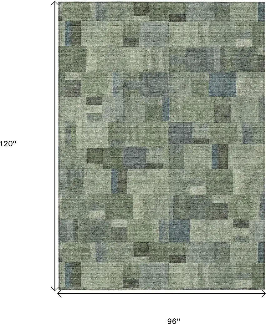 Green And Mint Green Geometric Washable Indoor Outdoor Area Rug Photo 3