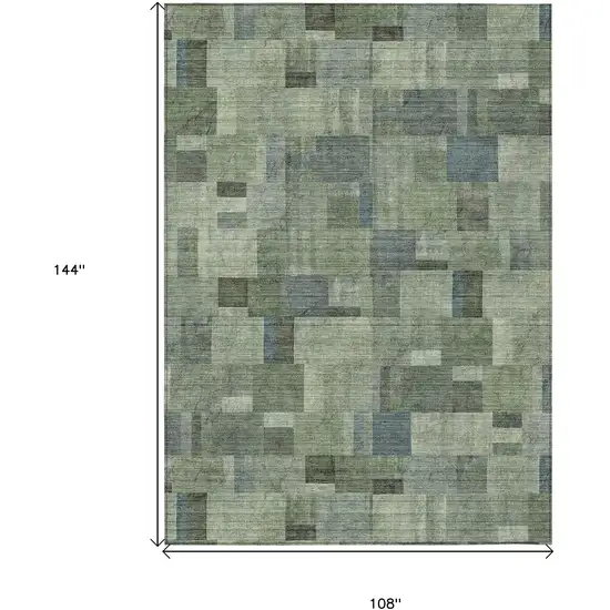 Green And Mint Green Geometric Washable Indoor Outdoor Area Rug Photo 9