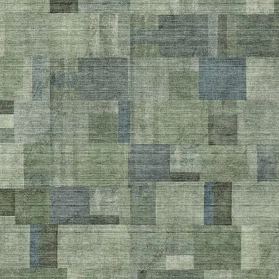 Green And Mint Green Geometric Washable Indoor Outdoor Area Rug Photo 4