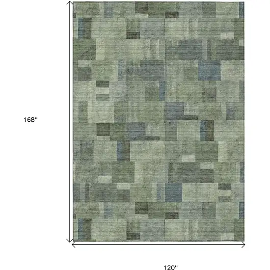 Green And Mint Green Geometric Washable Indoor Outdoor Area Rug Photo 3