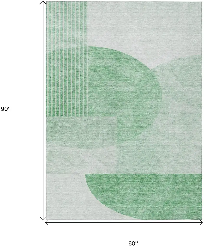 Green And Mint Green Geometric Washable Indoor Outdoor Area Rug Photo 3