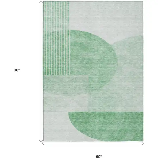 Green And Mint Green Geometric Washable Indoor Outdoor Area Rug Photo 3