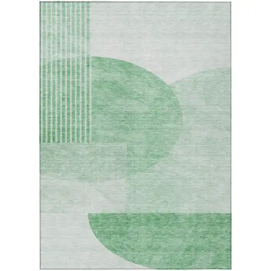 Green And Mint Green Geometric Washable Indoor Outdoor Area Rug Photo 2
