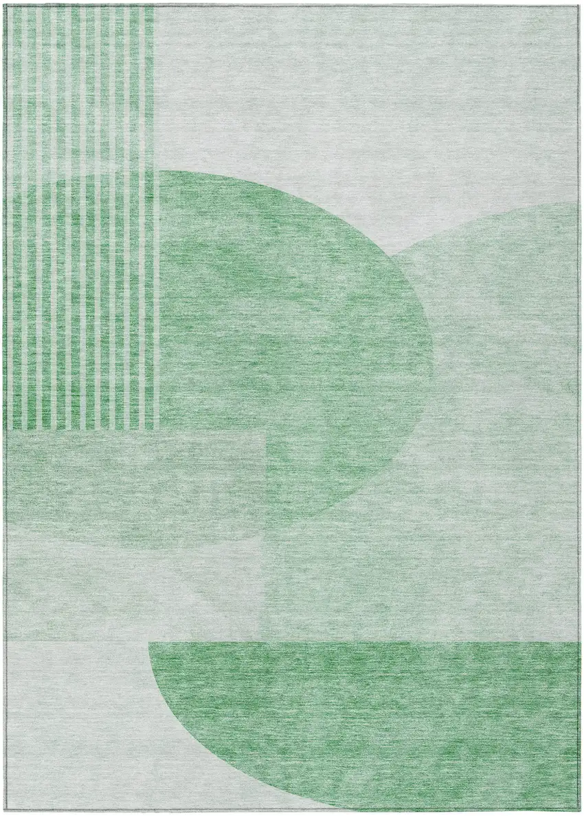 Green And Mint Green Geometric Washable Indoor Outdoor Area Rug Photo 2