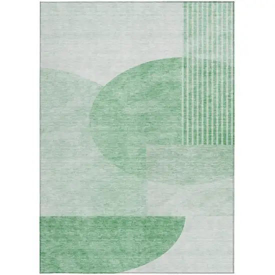 Green And Mint Green Geometric Washable Indoor Outdoor Area Rug Photo 7