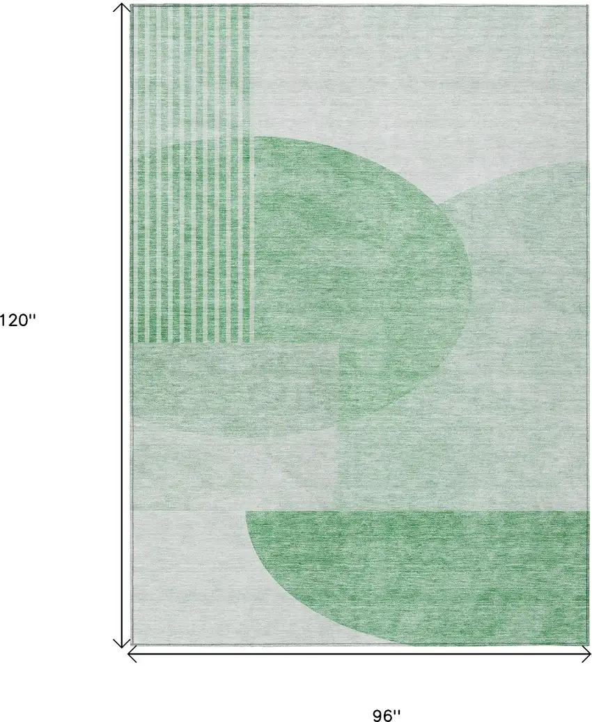 Green And Mint Green Geometric Washable Indoor Outdoor Area Rug Photo 3
