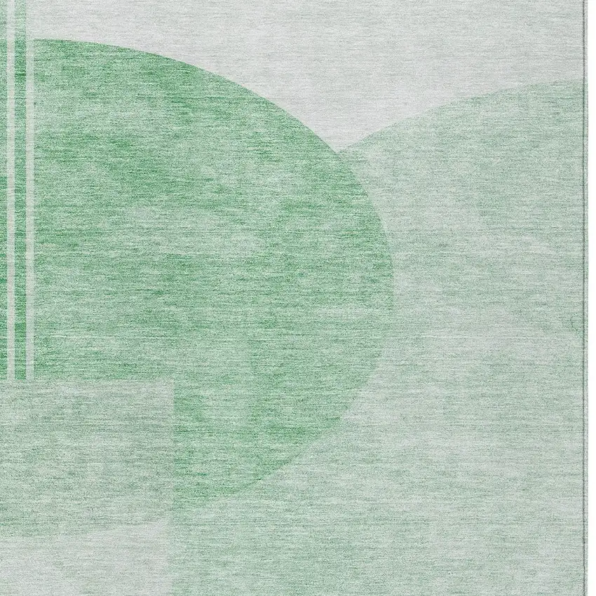 Green And Mint Green Geometric Washable Indoor Outdoor Area Rug Photo 6