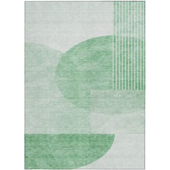 Green And Mint Green Geometric Washable Indoor Outdoor Area Rug Photo 7