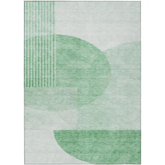 Green And Mint Green Geometric Washable Indoor Outdoor Area Rug Photo 2