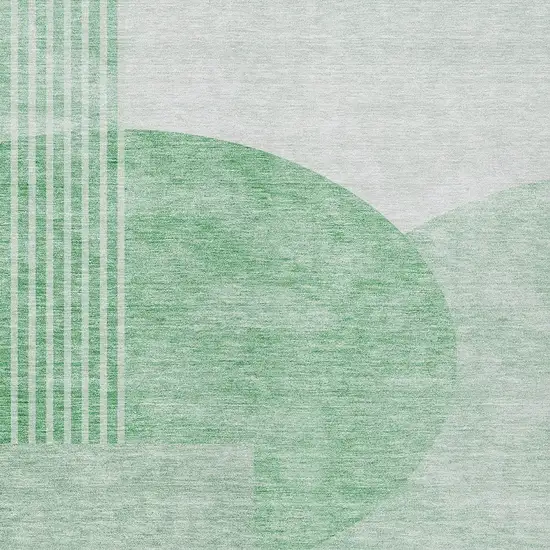 Green And Mint Green Geometric Washable Indoor Outdoor Area Rug Photo 6