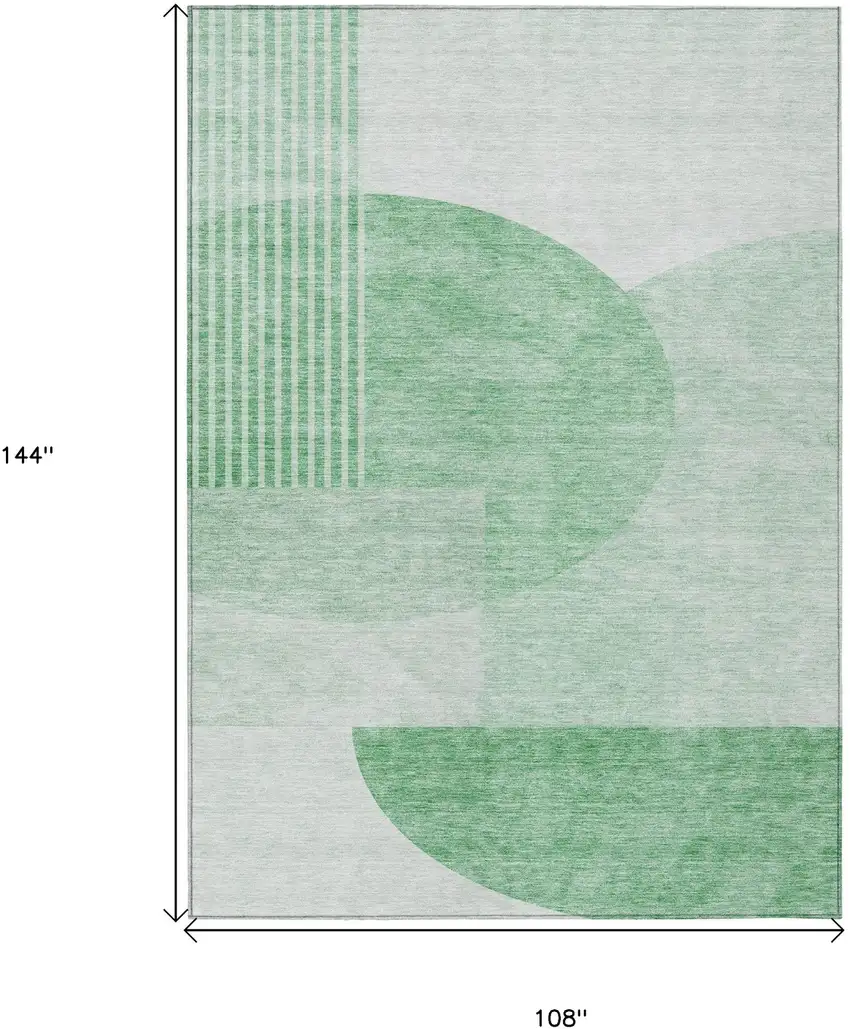 Green And Mint Green Geometric Washable Indoor Outdoor Area Rug Photo 3