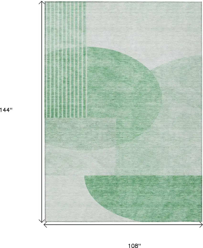 Green And Mint Green Geometric Washable Indoor Outdoor Area Rug Photo 3