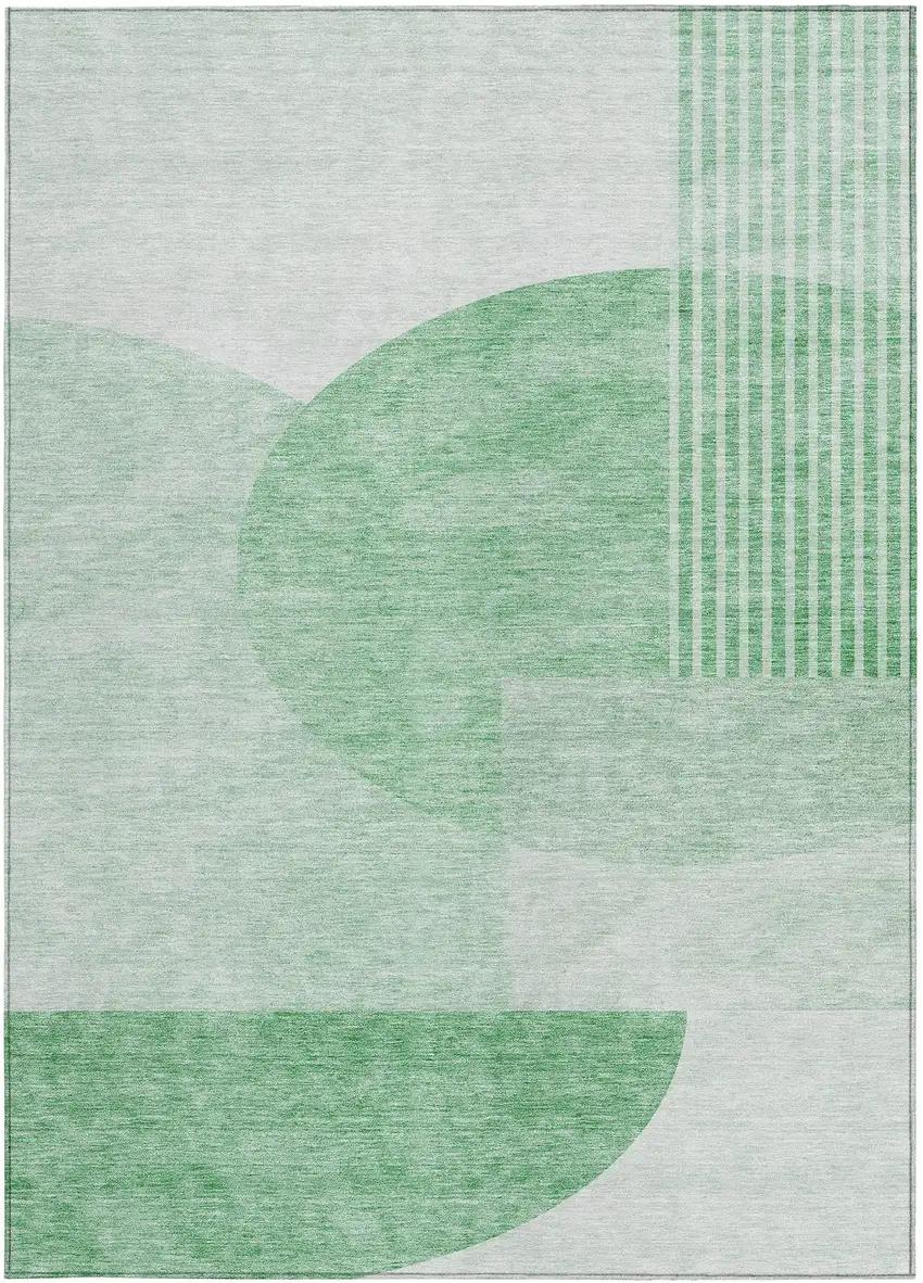 Green And Mint Green Geometric Washable Indoor Outdoor Area Rug Photo 7