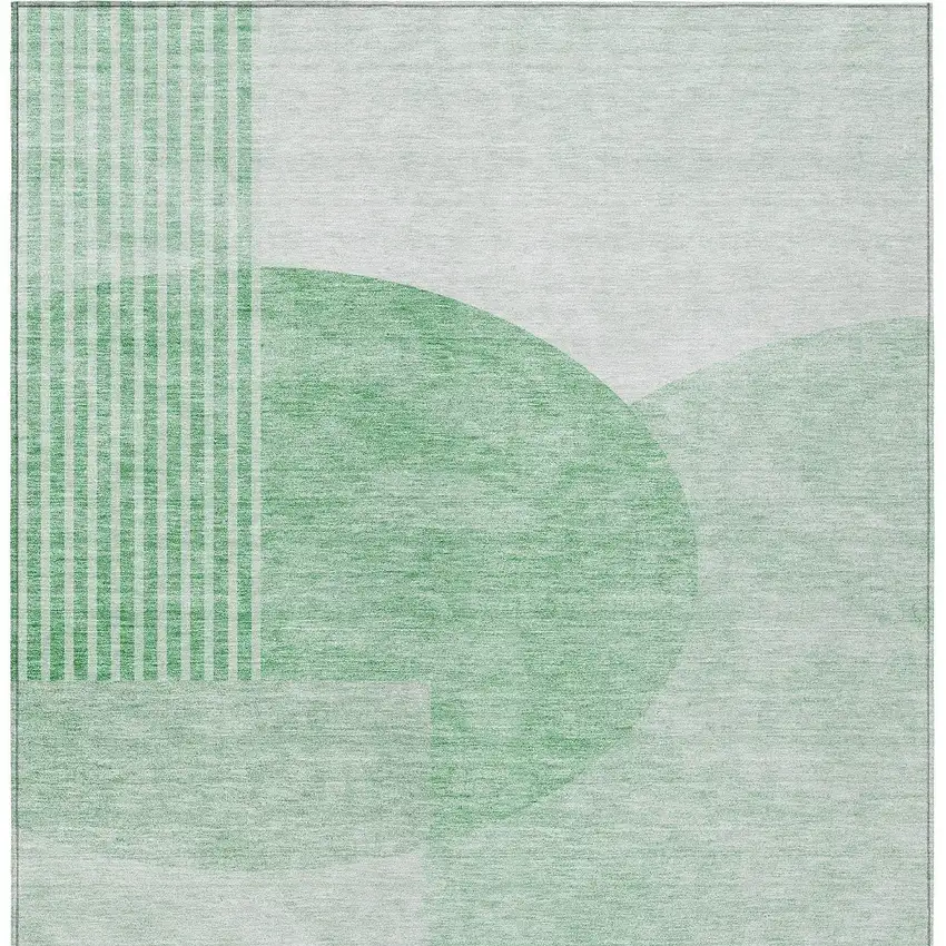 Green And Mint Green Geometric Washable Indoor Outdoor Area Rug Photo 7