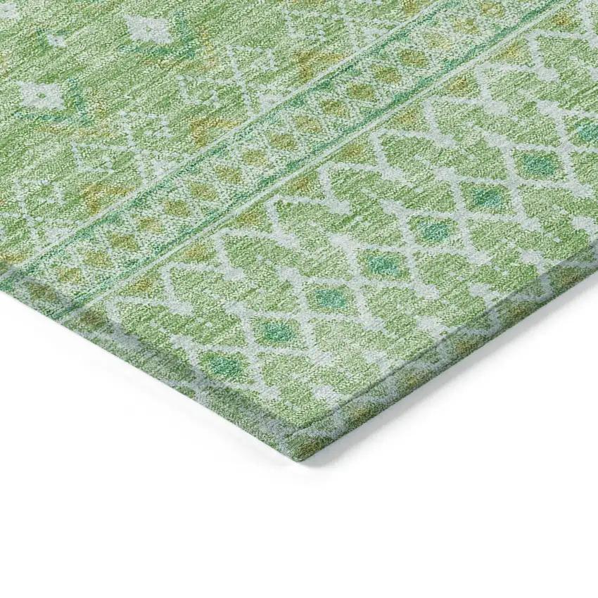Green And Mint Green Tribal Washable Indoor Outdoor Area Rug Photo 2