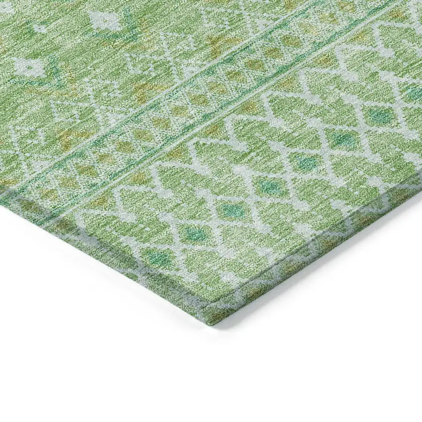 Green And Mint Green Tribal Washable Indoor Outdoor Area Rug Photo 2