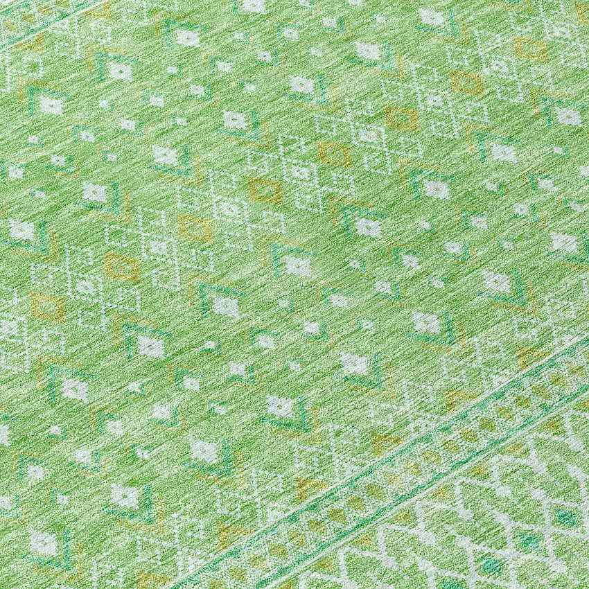 Green And Mint Green Tribal Washable Indoor Outdoor Area Rug Photo 5
