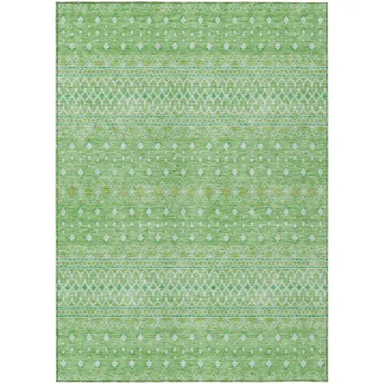 Green And Mint Green Tribal Washable Indoor Outdoor Area Rug Photo 1