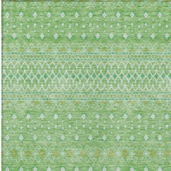 Green And Mint Green Tribal Washable Indoor Outdoor Area Rug Photo 4