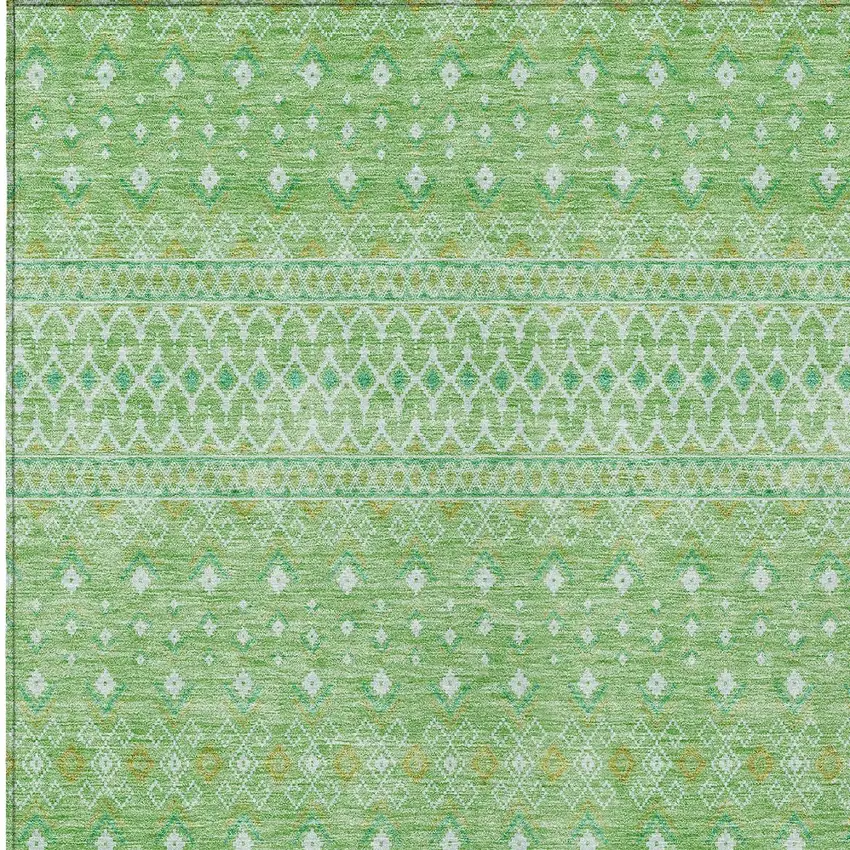 Green And Mint Green Tribal Washable Indoor Outdoor Area Rug Photo 4