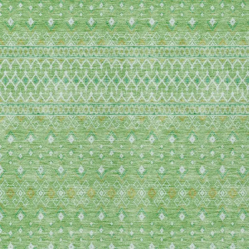 Green And Mint Green Tribal Washable Indoor Outdoor Area Rug Photo 4